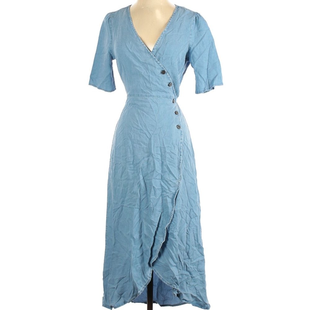 GAP wrap denim lyocell midi long dress